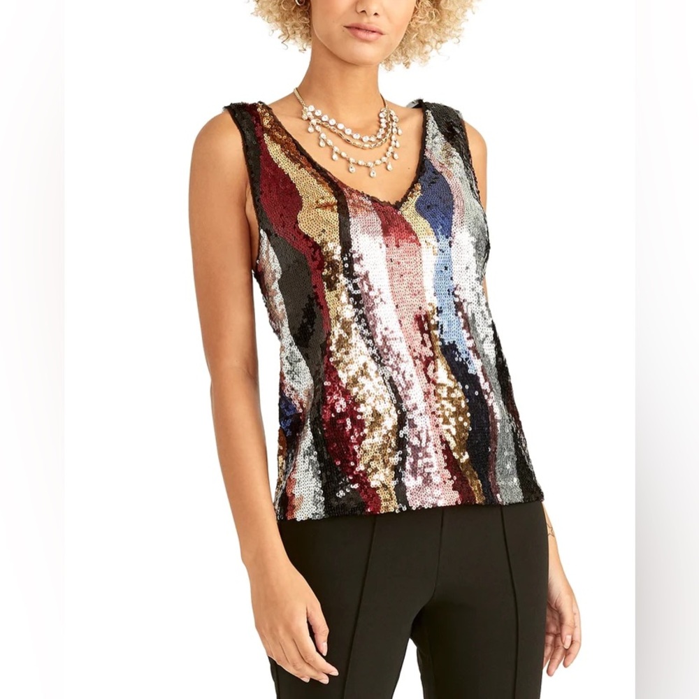 Rachel Roy Women's Veda Sequin Top Pink Size: XX-Large